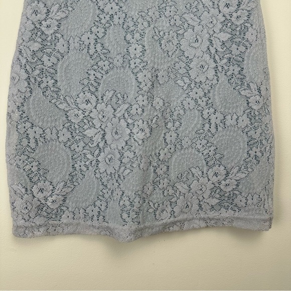 Vintage Women's Mini Dress 90's Size Medium Blue Lace Y2K Lined Coquette Floral - Picture 7 of 8